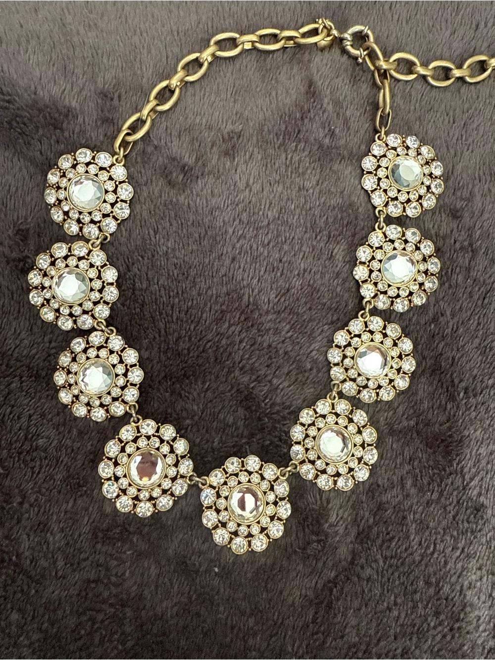 J Crew Crystal Flower Statement Necklace